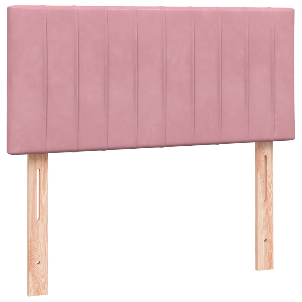 vidaXL Κρεβάτι Boxspring με Στρώμα & LED Ροζ 80x220 εκ. Βελούδινο