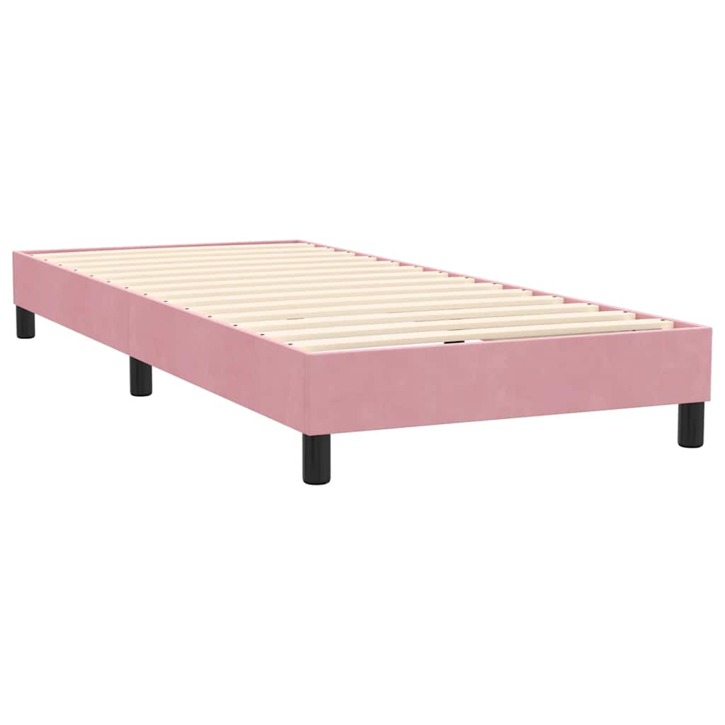 vidaXL Κρεβάτι Boxspring με Στρώμα & LED Ροζ 90x220 εκ. Βελούδινο