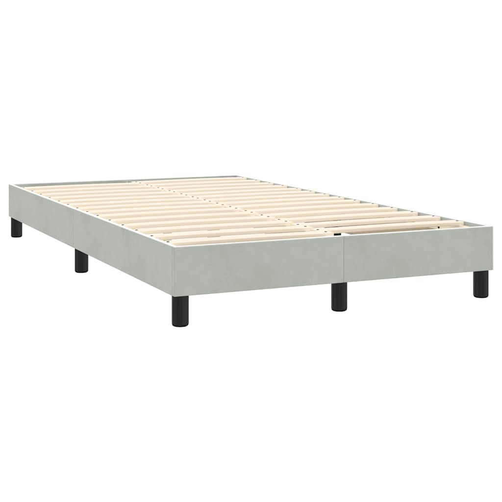 vidaXL Κρεβάτι Boxspring με Στρώμα & LED Ανοιχτό Γκρι 160x220 εκ. Βελούδινο