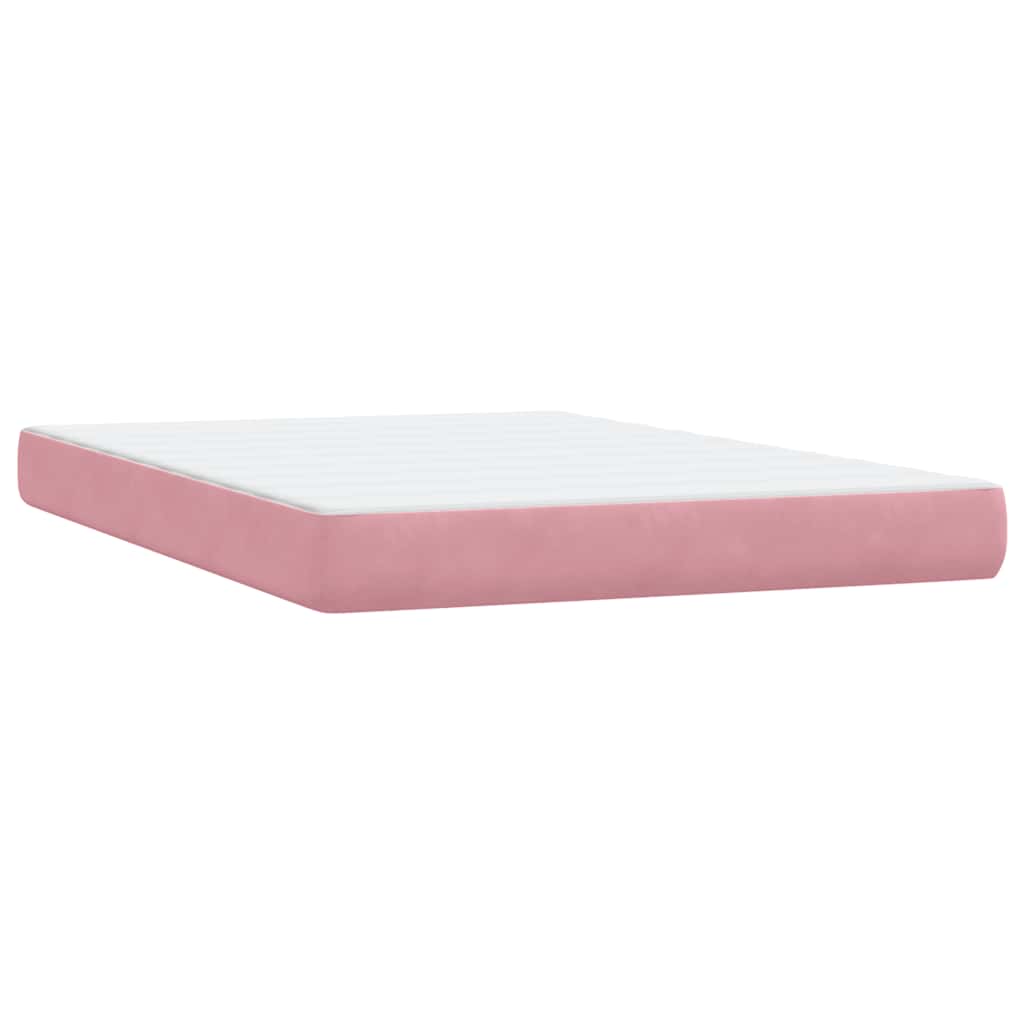 vidaXL Κρεβάτι Boxspring με Στρώμα & LED ροζ 160x220 cm Βελούδινο