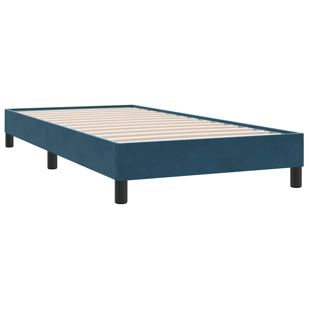 vidaXL Κρεβάτι Boxspring με Στρώμα & LED σκούρο μπλε 80x210 εκ. Βελούδινο