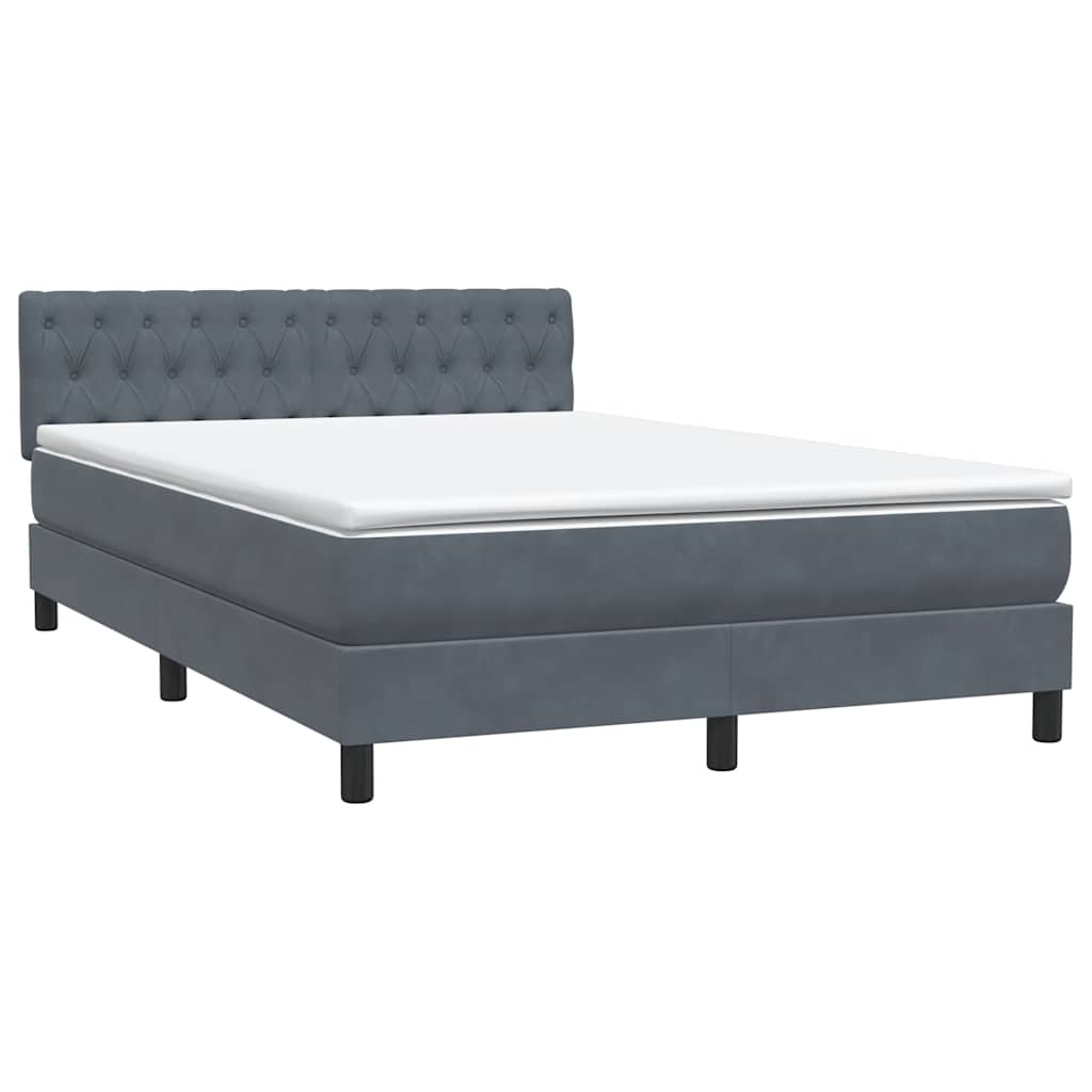 vidaXL Κρεβάτι Boxspring με Στρώμα & LED Σκούρο Γκρι 160x210 εκ. Βελούδινο