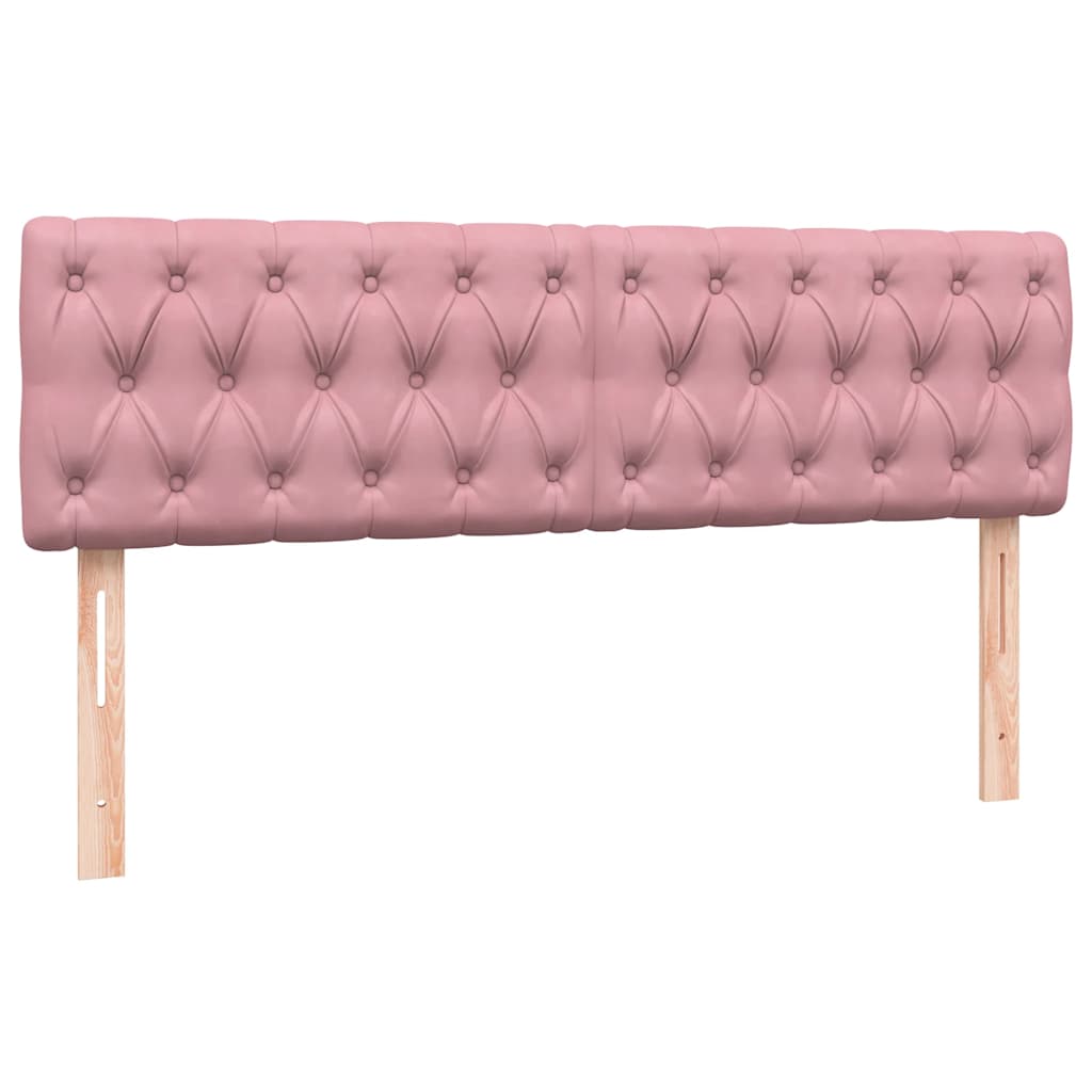 vidaXL Κρεβάτι Boxspring με Στρώμα & LED Ροζ 160x210 εκ. Βελούδινο