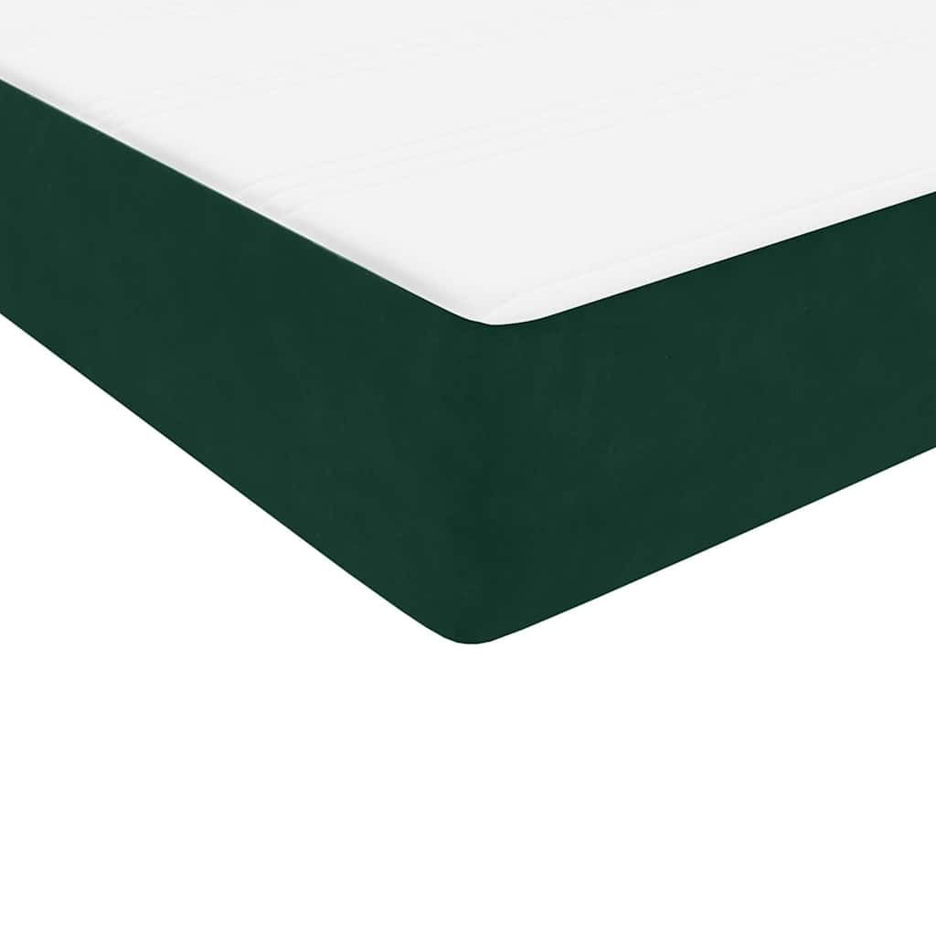 vidaXL Κρεβάτι Boxspring με Στρώμα & LED σκούρο πράσινο 80x220εκ. Βελούδινο
