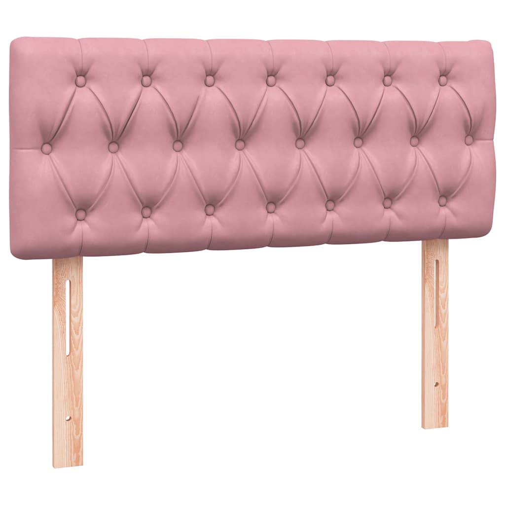 vidaXL Κρεβάτι Boxspring με Στρώμα & LED ροζ 120x220 cm Βελούδινο