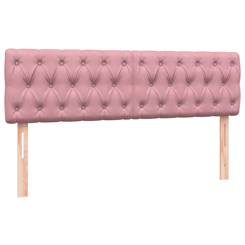 vidaXL Κρεβάτι Boxspring με Στρώμα & LED ροζ 140x220 cm Βελούδινο