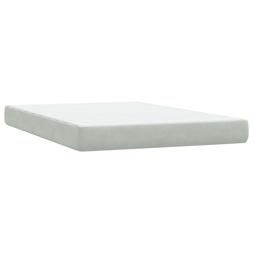 vidaXL Κρεβάτι Boxspring με Στρώμα & LED Ανοιχτό Γκρι 160x220 εκ. Βελούδινο
