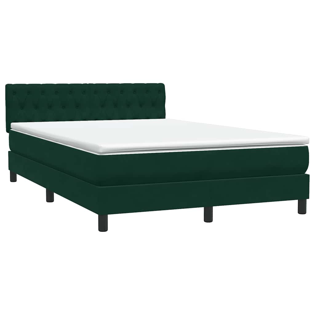 vidaXL Κρεβάτι Boxspring με Στρώμα & LED σκούρο πράσινο 160x220cm Βελούδινο