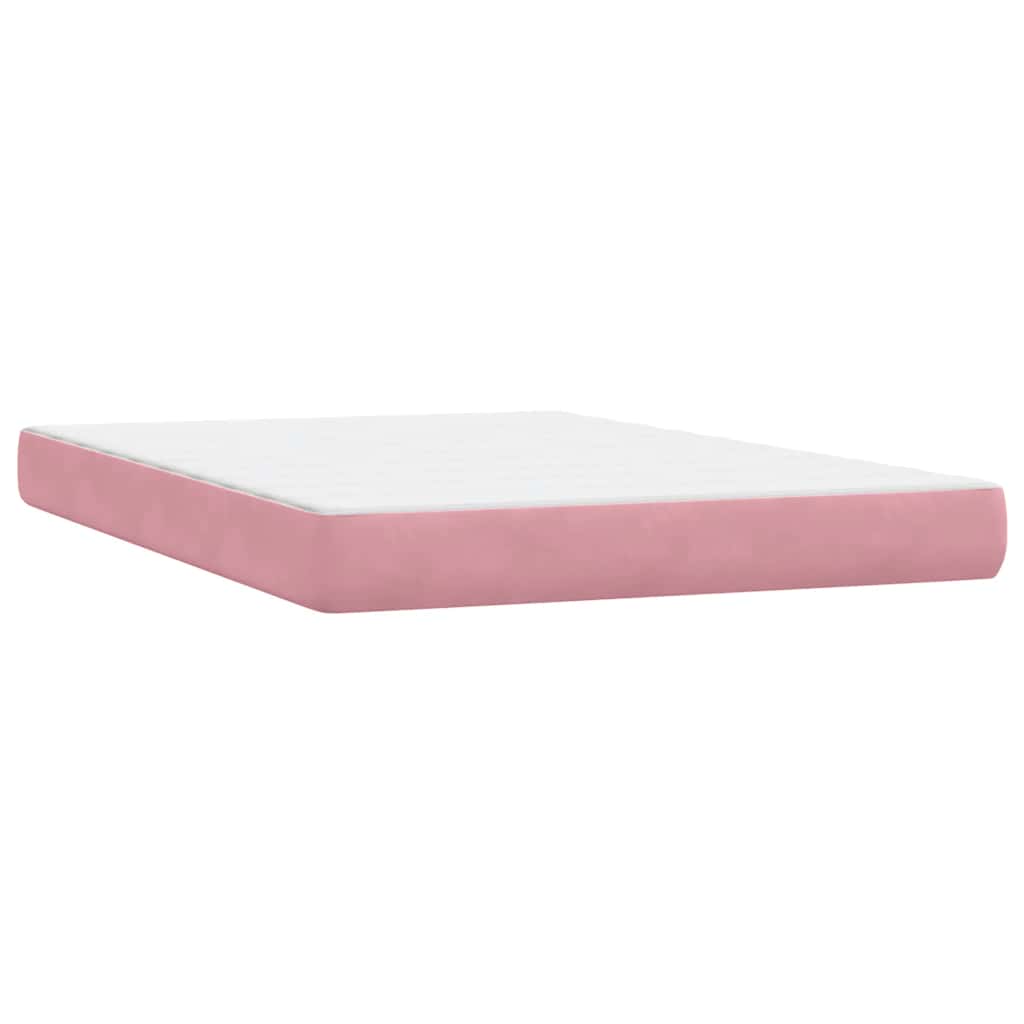 vidaXL Κρεβάτι Boxspring με Στρώμα & LED ροζ 160x220 cm Βελούδινο