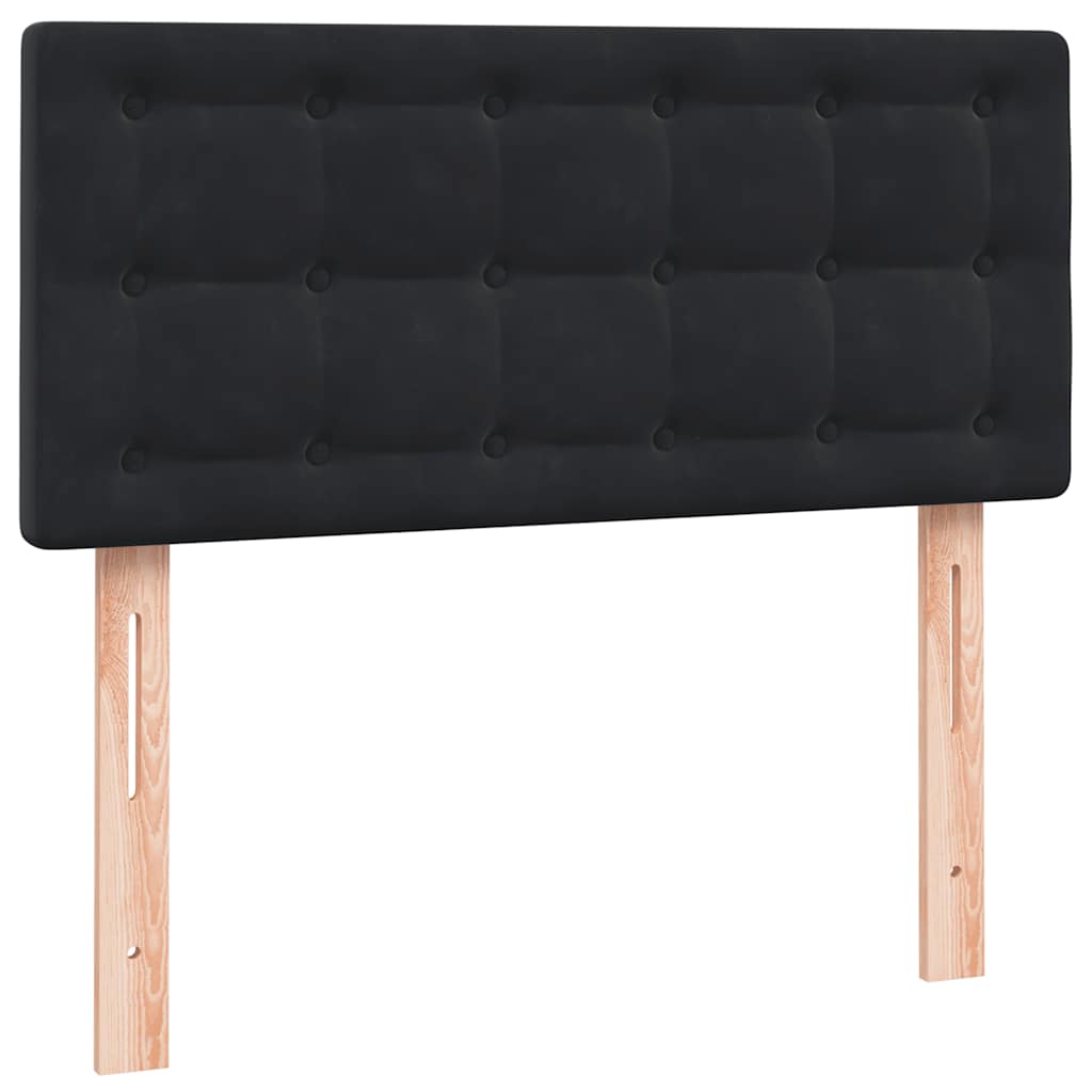 vidaXL Κρεβάτι Boxspring με Στρώμα & LED Μαύρο 90x210 εκ. Βελούδινο