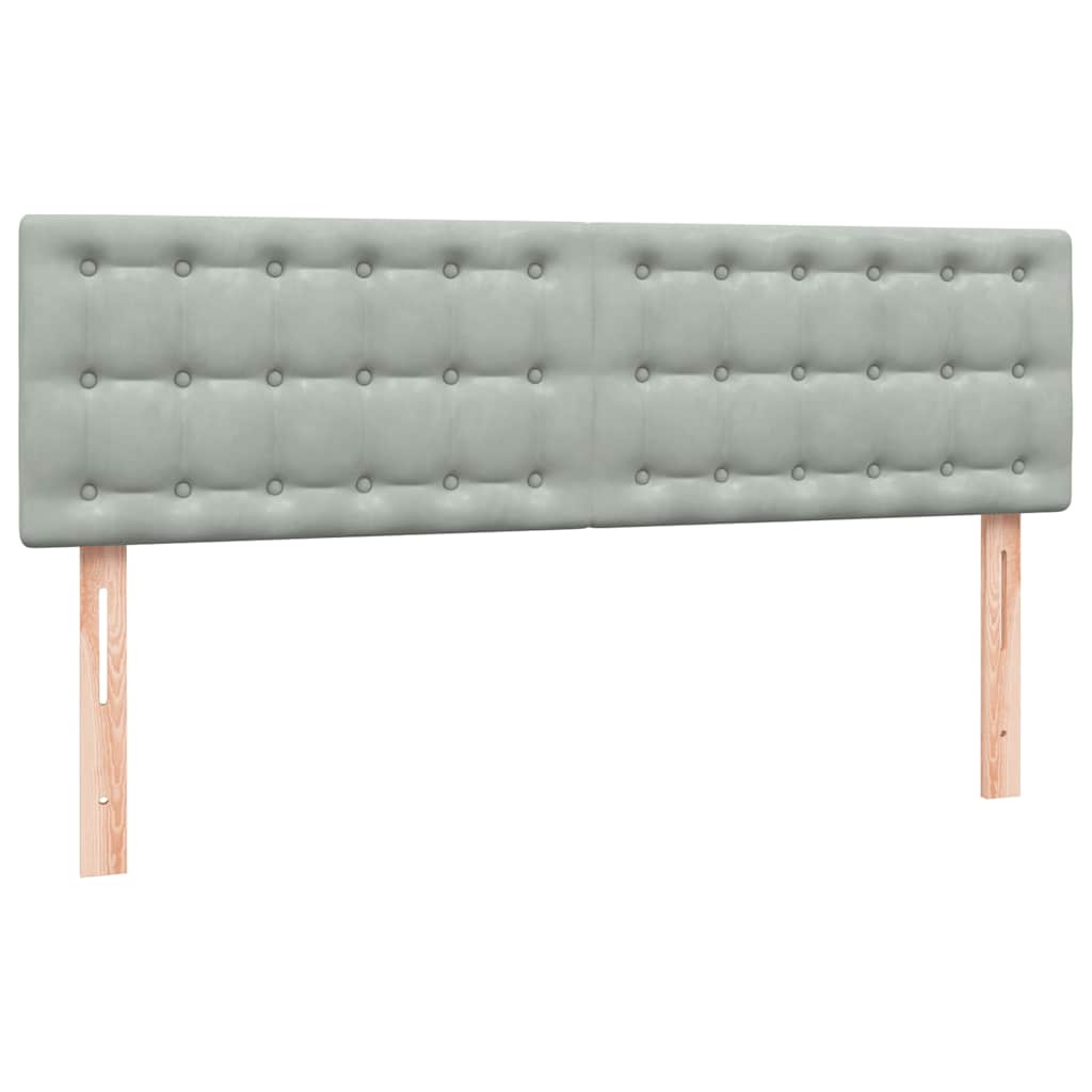 vidaXL Κρεβάτι Boxspring με Στρώμα & LED Ανοιχτό Γκρι 160x210 εκ. Βελούδινο
