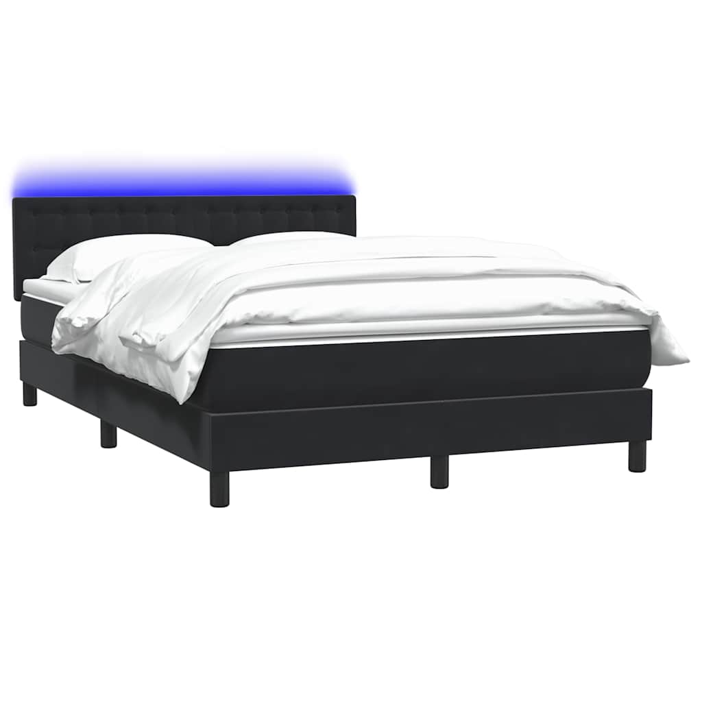 vidaXL Κρεβάτι Boxspring με Στρώμα & LED Μαύρο 160x210 εκ. Βελούδινο