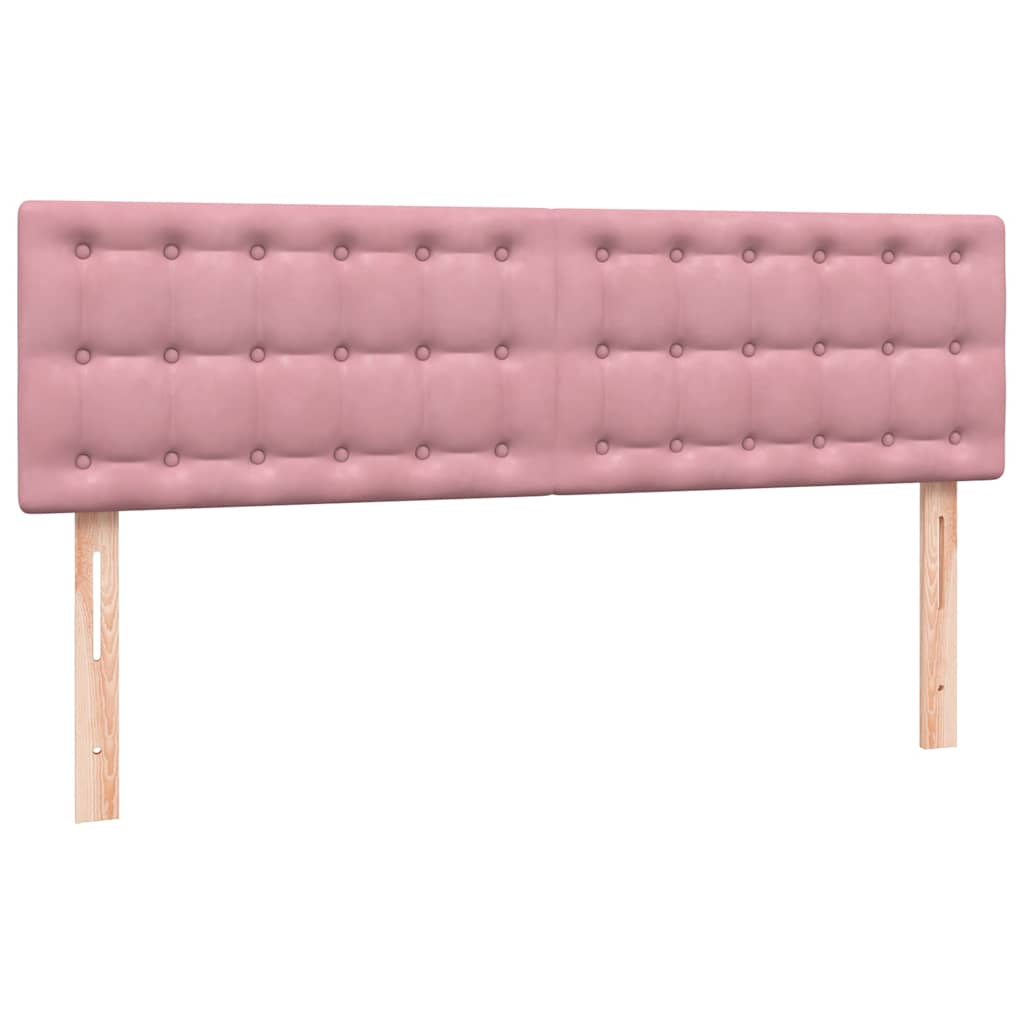 vidaXL Κρεβάτι Boxspring με Στρώμα & LED Ροζ 160x210 εκ. Βελούδινο