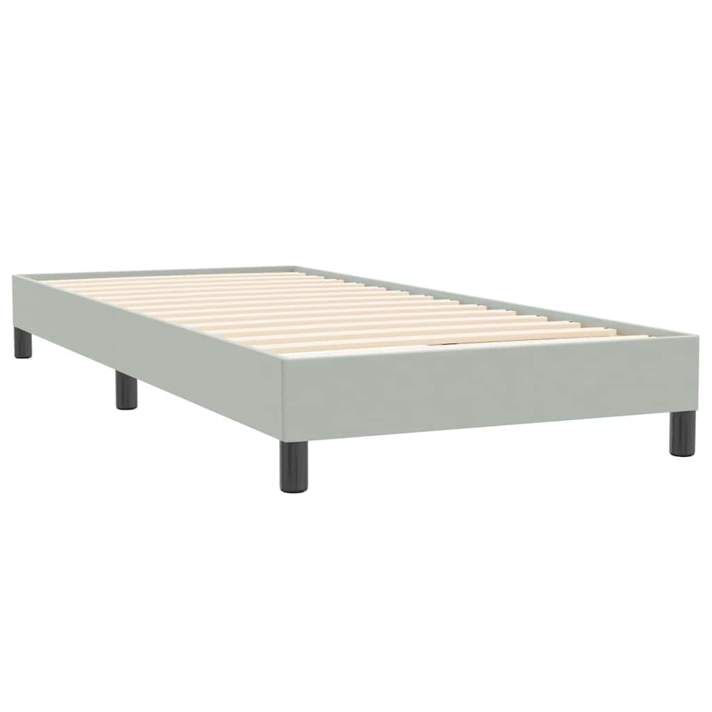 vidaXL Κρεβάτι Boxspring με Στρώμα & LED ανοιχτό γκρι 90x220 εκ. Βελούδινο
