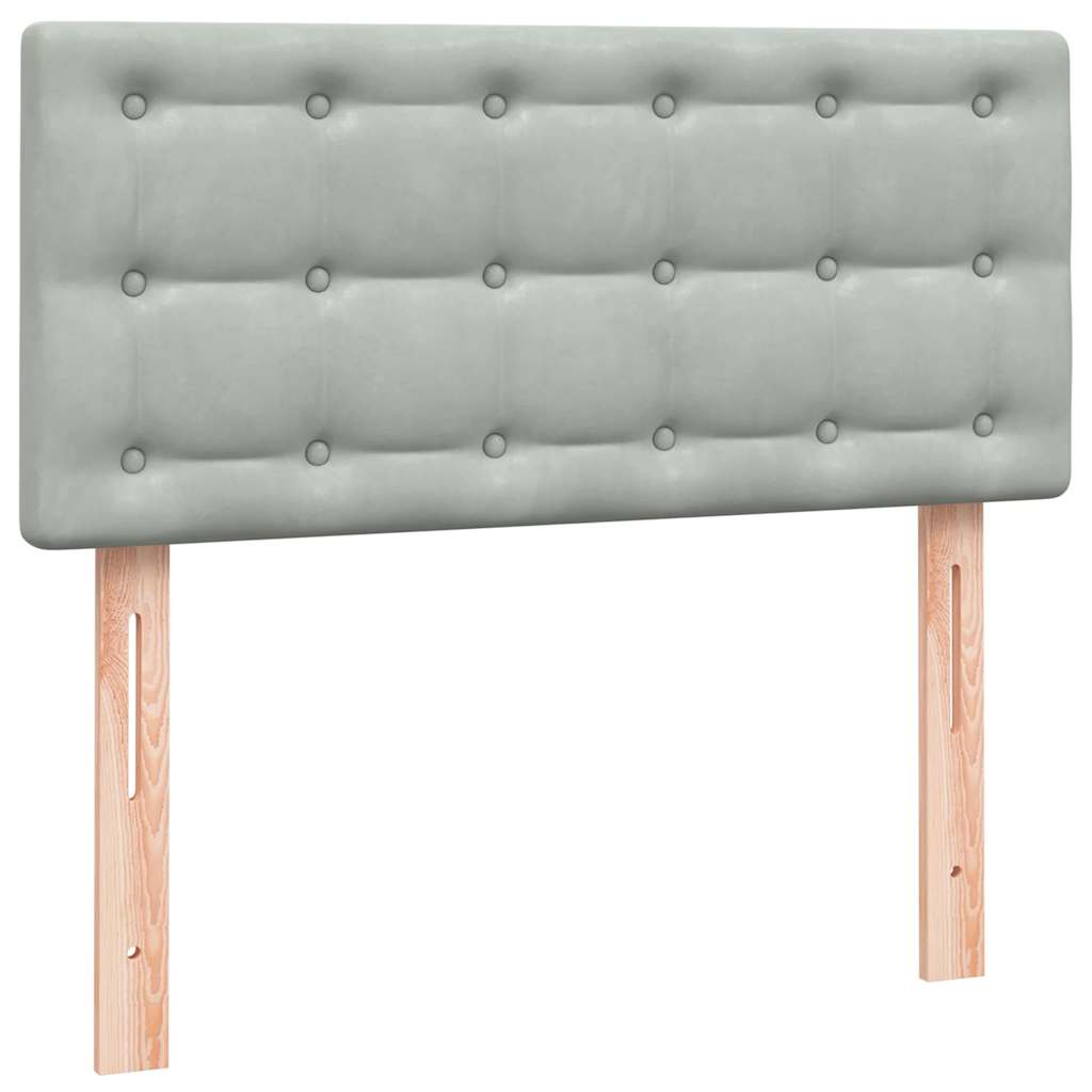 vidaXL Κρεβάτι Boxspring με Στρώμα & LED ανοιχτό γκρι 90x220 εκ. Βελούδινο