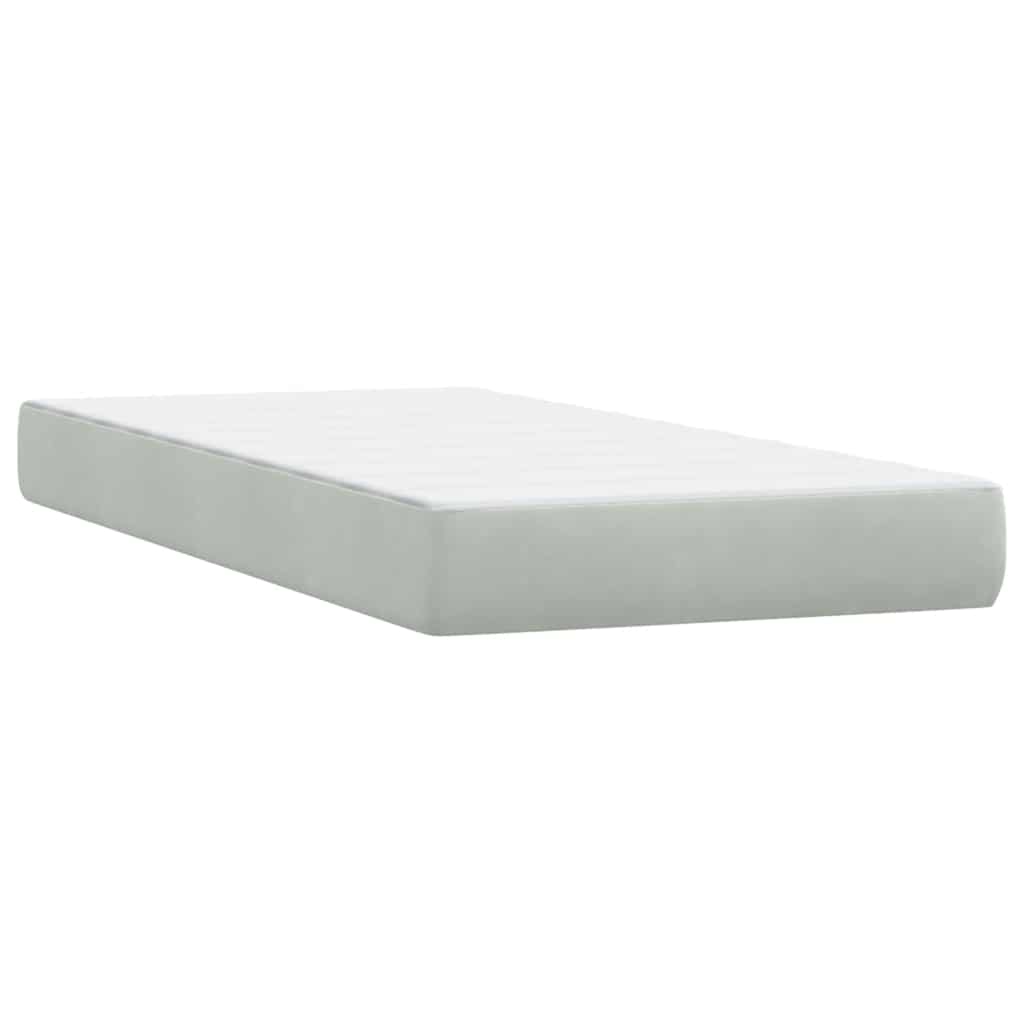 vidaXL Κρεβάτι Boxspring με Στρώμα & LED ανοιχτό γκρι 90x220 εκ. Βελούδινο