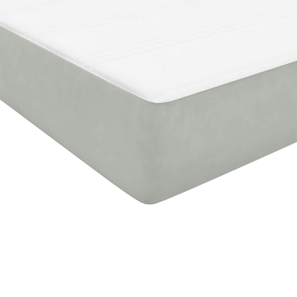 vidaXL Κρεβάτι Boxspring με Στρώμα & LED ανοιχτό γκρι 90x220 εκ. Βελούδινο