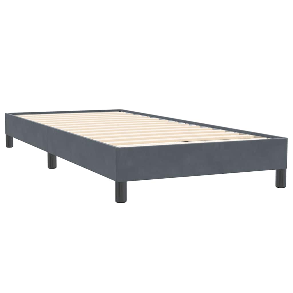 vidaXL Κρεβάτι Boxspring με Στρώμα & LED Σκούρο Γκρι 90x220 εκ. Βελούδινο