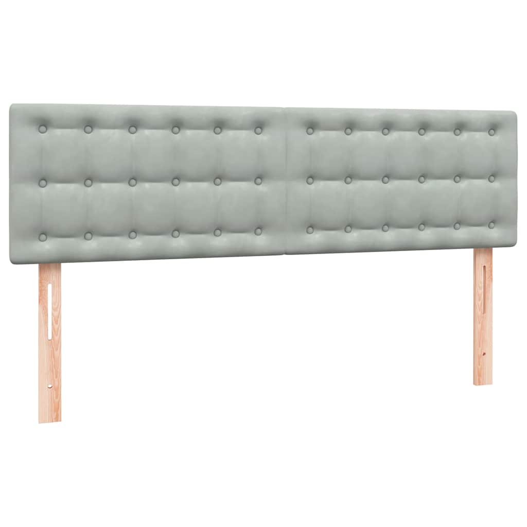 vidaXL Κρεβάτι Boxspring με Στρώμα & LED Ανοιχτό Γκρι 160x220 εκ. Βελούδινο