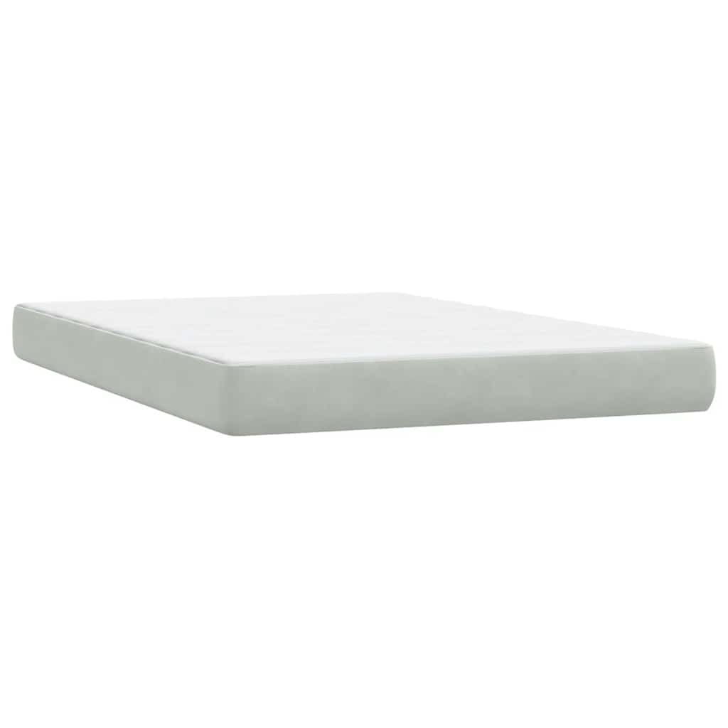 vidaXL Κρεβάτι Boxspring με Στρώμα & LED Ανοιχτό Γκρι 160x220 εκ. Βελούδινο