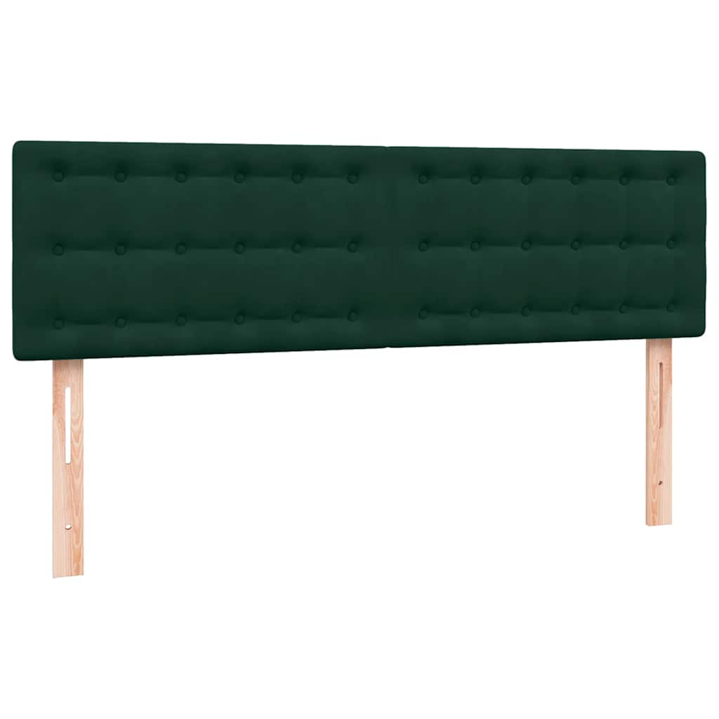 vidaXL Κρεβάτι Boxspring με Στρώμα & LED σκούρο πράσινο 160x220cm Βελούδινο