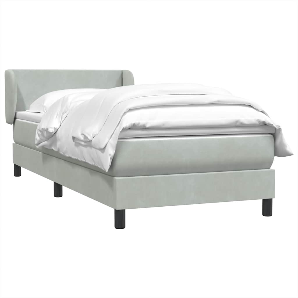 vidaXL Κρεβάτι Boxspring με Στρώμα Ανοιχτό Γκρι 80x210 εκ. Βελούδινο