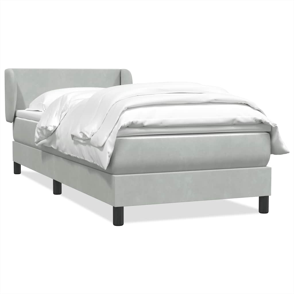 vidaXL Κρεβάτι Boxspring με Στρώμα Ανοιχτό Γκρι 80x210 εκ. Βελούδινο