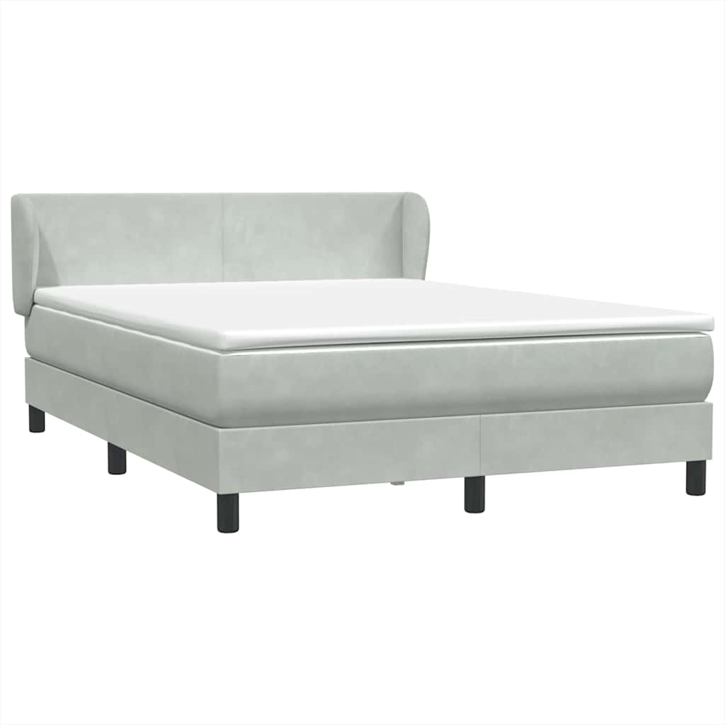 vidaXL Κρεβάτι Boxspring με Στρώμα Ανοιχτό Γκρι 160x210 εκ. Βελούδινο
