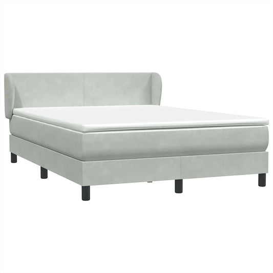 vidaXL Κρεβάτι Boxspring με Στρώμα Ανοιχτό Γκρι 160x210 εκ. Βελούδινο