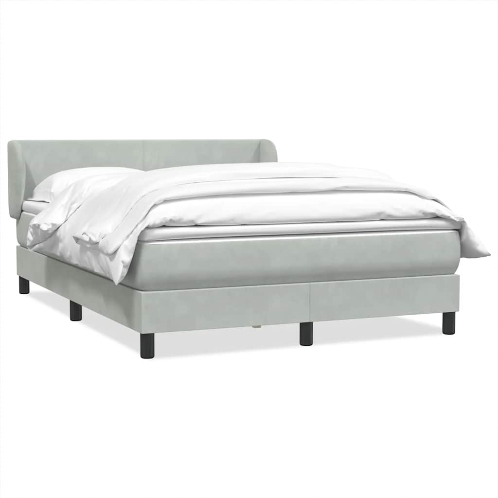 vidaXL Κρεβάτι Boxspring με Στρώμα Ανοιχτό Γκρι 160x210 εκ. Βελούδινο