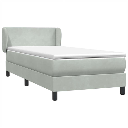 vidaXL Box Spring κρεβάτι με στρώμα ανοιχτό γκρι 80x220 cm Βελούδινο
