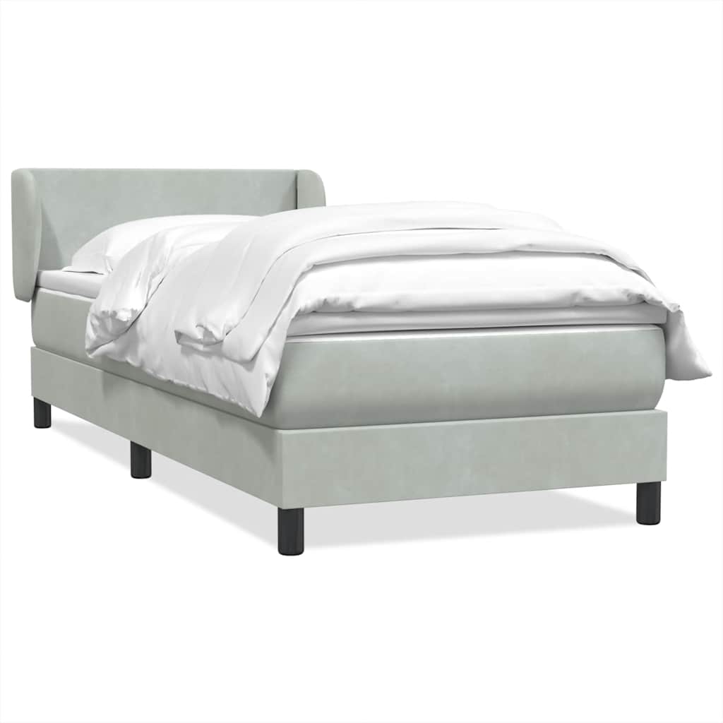 vidaXL Box Spring κρεβάτι με στρώμα ανοιχτό γκρι 80x220 cm Βελούδινο