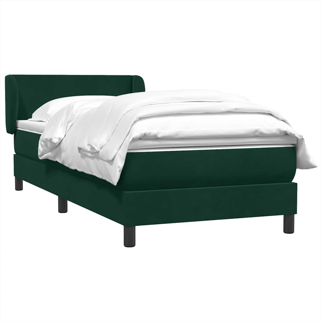 vidaXL Box Spring κρεβάτι με στρώμα σκούρο πράσινο 80x220εκ. Βελούδινο