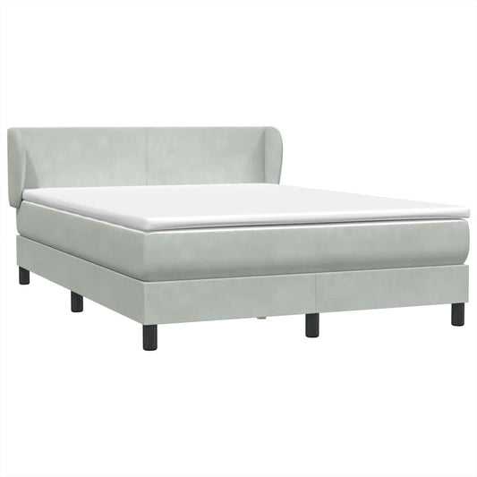 vidaXL Κρεβάτι Boxspring με Στρώμα Ανοιχτό Γκρι 160x220 εκ. Βελούδινο