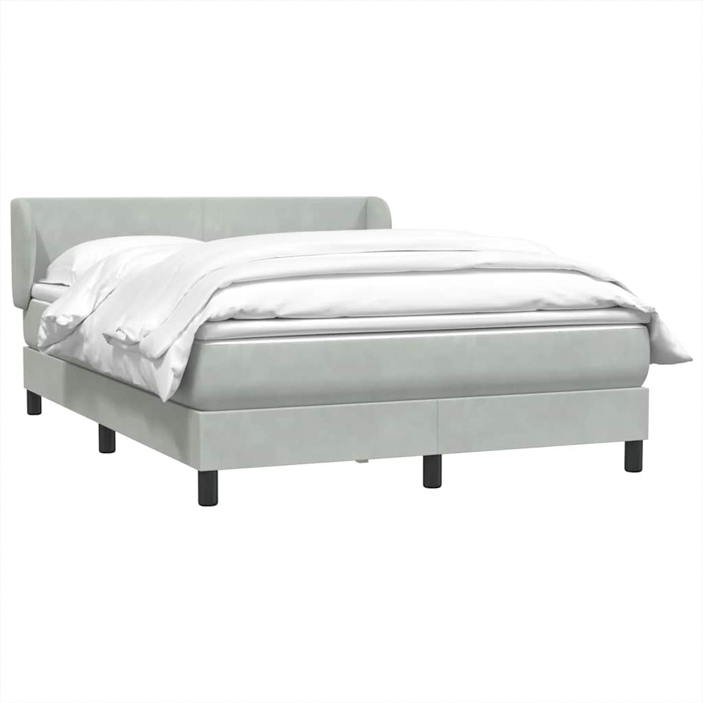 vidaXL Κρεβάτι Boxspring με Στρώμα Ανοιχτό Γκρι 160x220 εκ. Βελούδινο