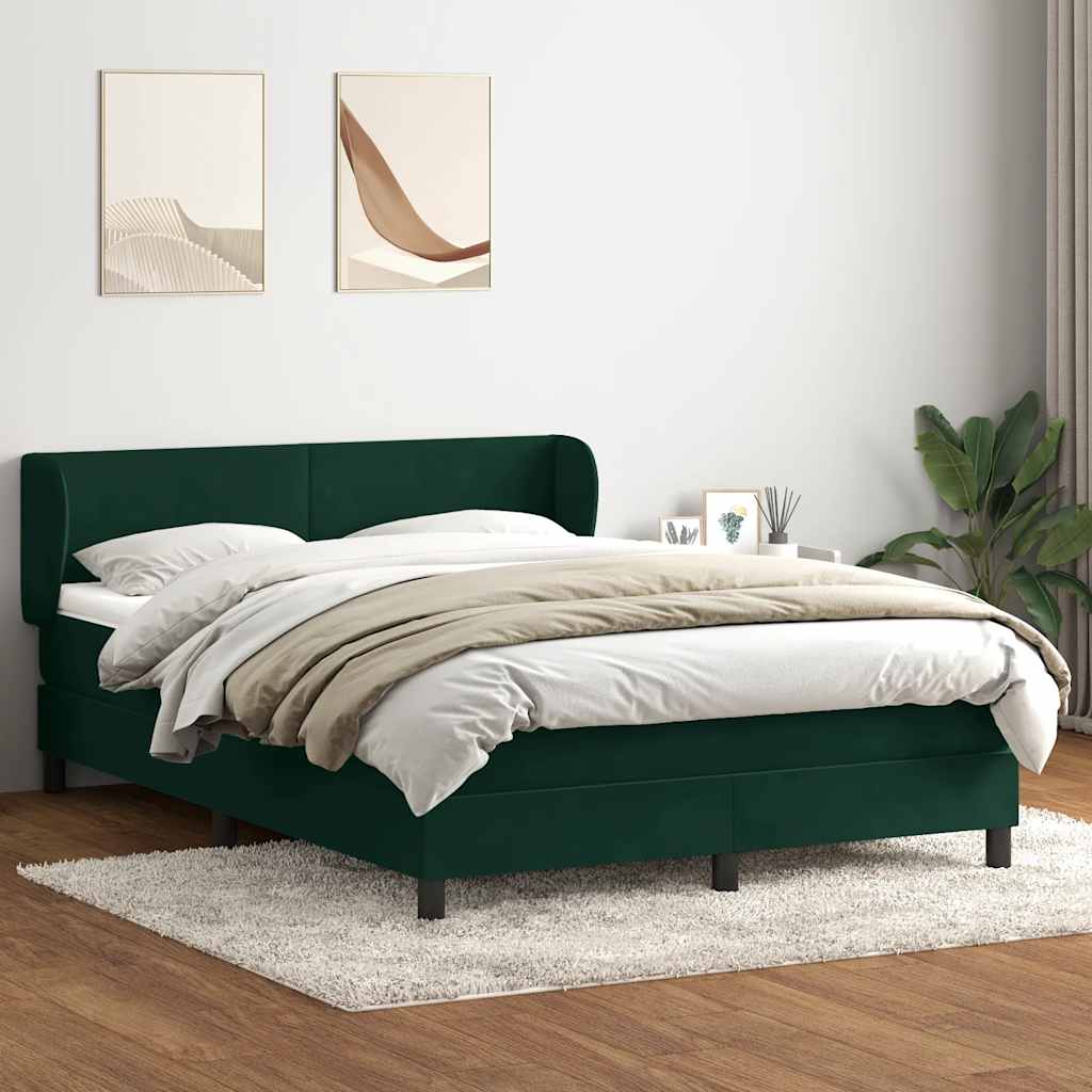 vidaXL Box Spring κρεβάτι με στρώμα σκούρο πράσινο 160x220cm Βελούδινο