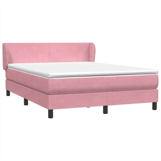 vidaXL Box Spring κρεβάτι με στρώμα ροζ 160x220 cm Βελούδινο