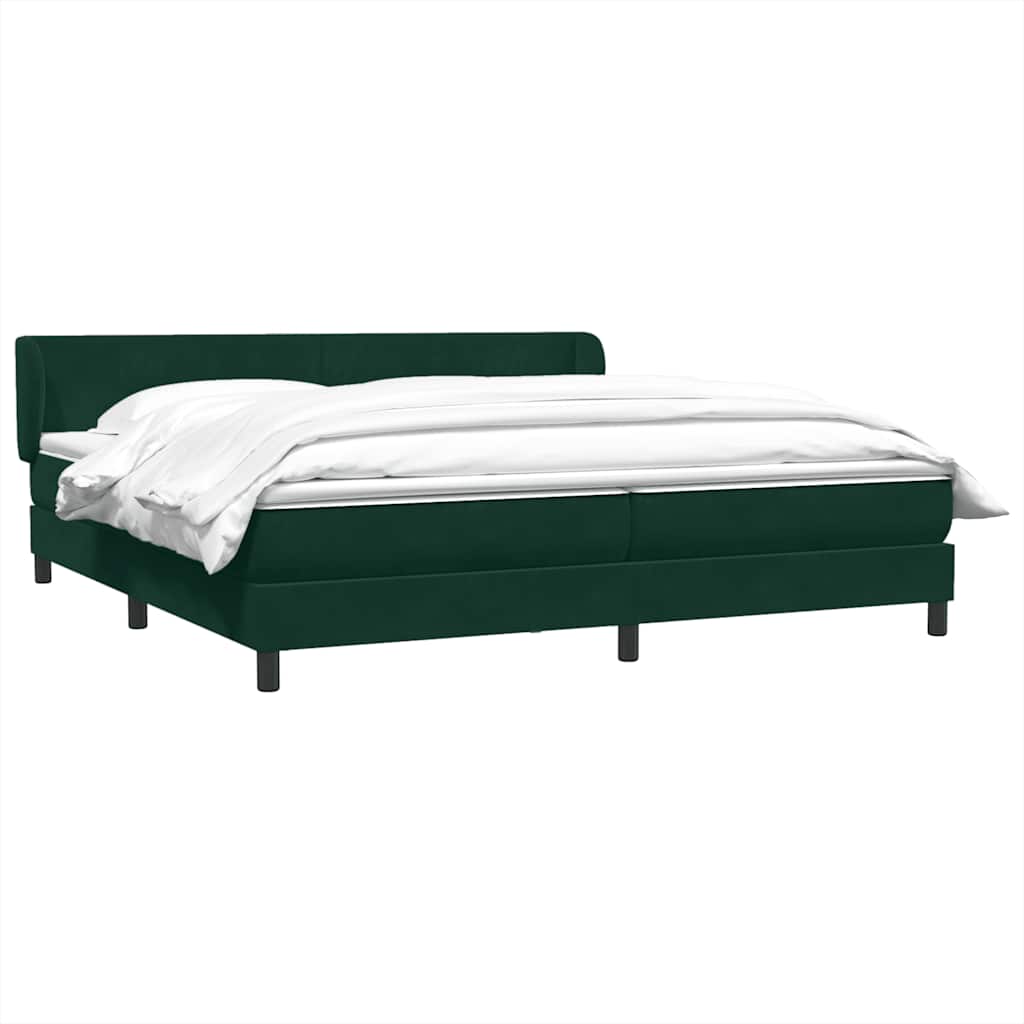 vidaXL Box Spring κρεβάτι με στρώματα σκούρο πράσινο Βελούδινο