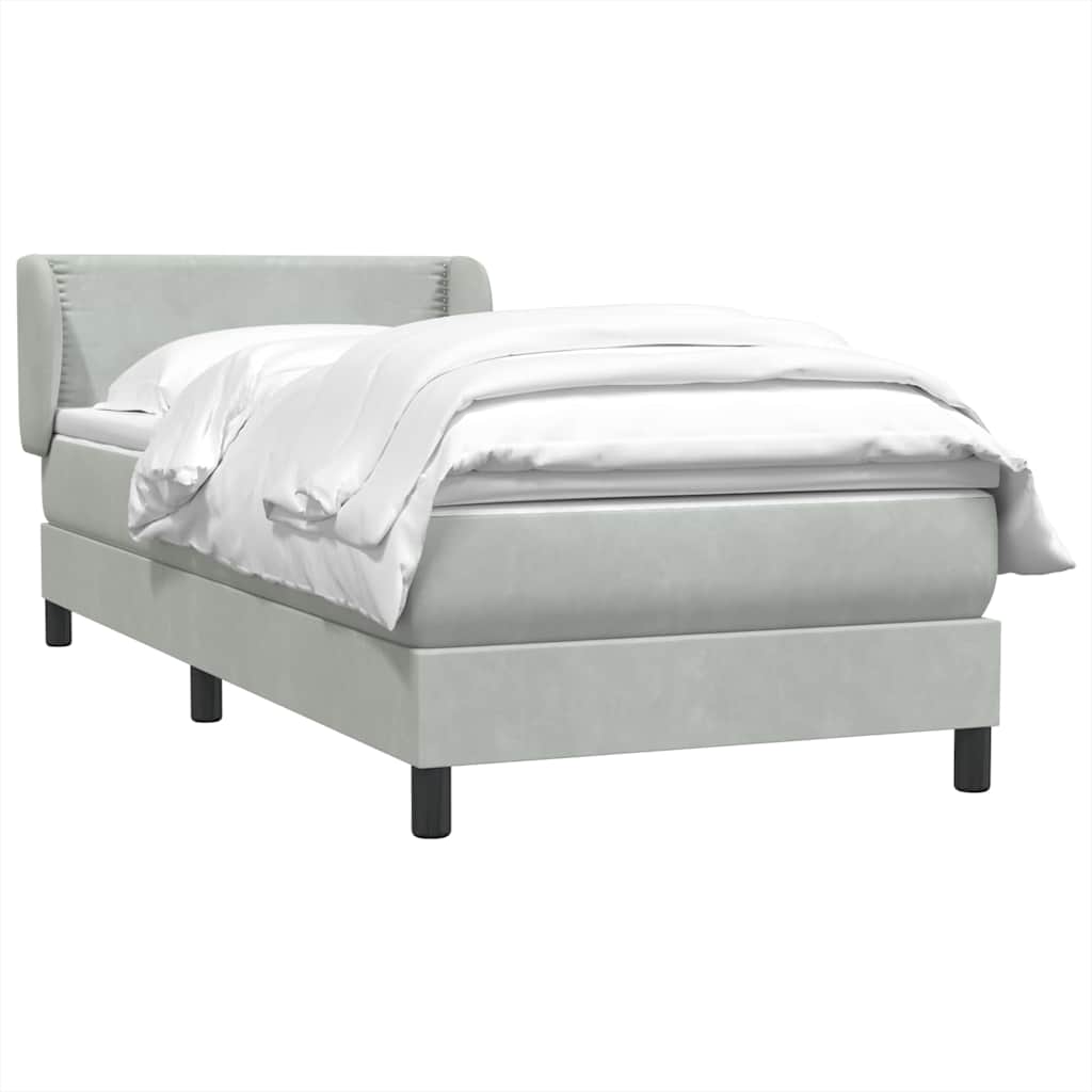 vidaXL Κρεβάτι Boxspring με Στρώμα Ανοιχτό Γκρι 80x210 εκ. Βελούδινο
