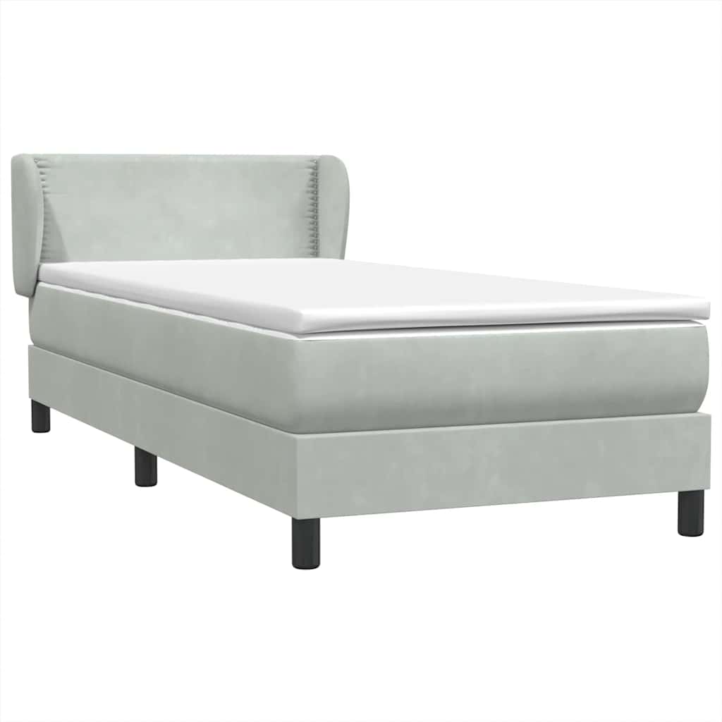 vidaXL Κρεβάτι Boxspring με Στρώμα Ανοιχτό Γκρι 80x210 εκ. Βελούδινο