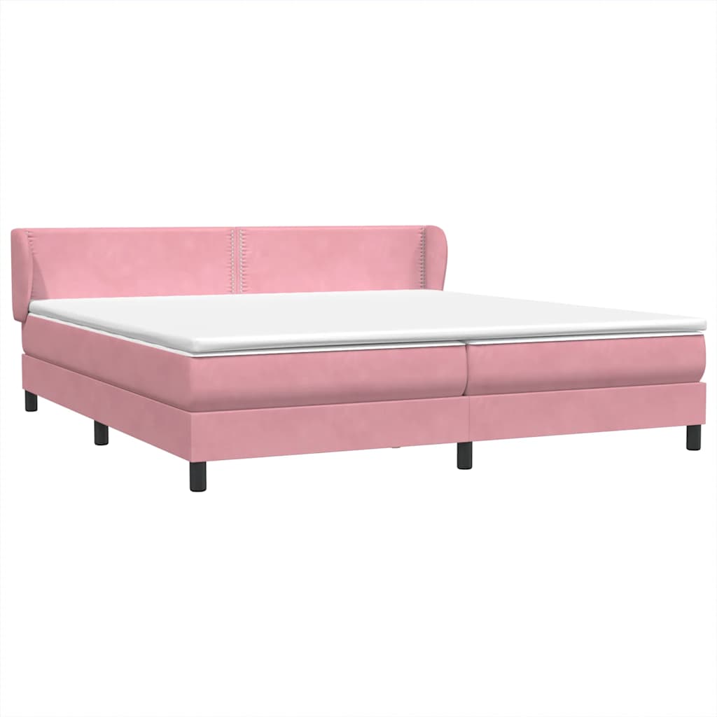 vidaXL Box Spring κρεβάτι με στρώματα ροζ 180x210 cm Βελούδινο