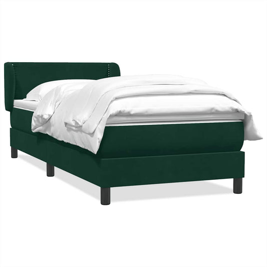 vidaXL Box Spring κρεβάτι με στρώμα σκούρο πράσινο 80x220εκ. Βελούδινο