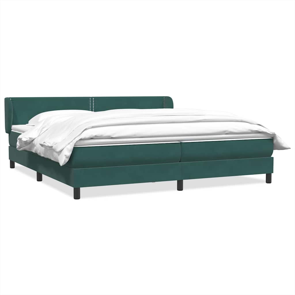 vidaXL Box Spring κρεβάτι με στρώματα σκούρο πράσινο Βελούδινο