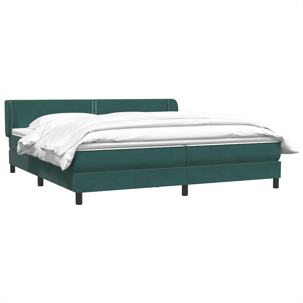 vidaXL Box Spring κρεβάτι με στρώματα σκούρο πράσινο Βελούδινο