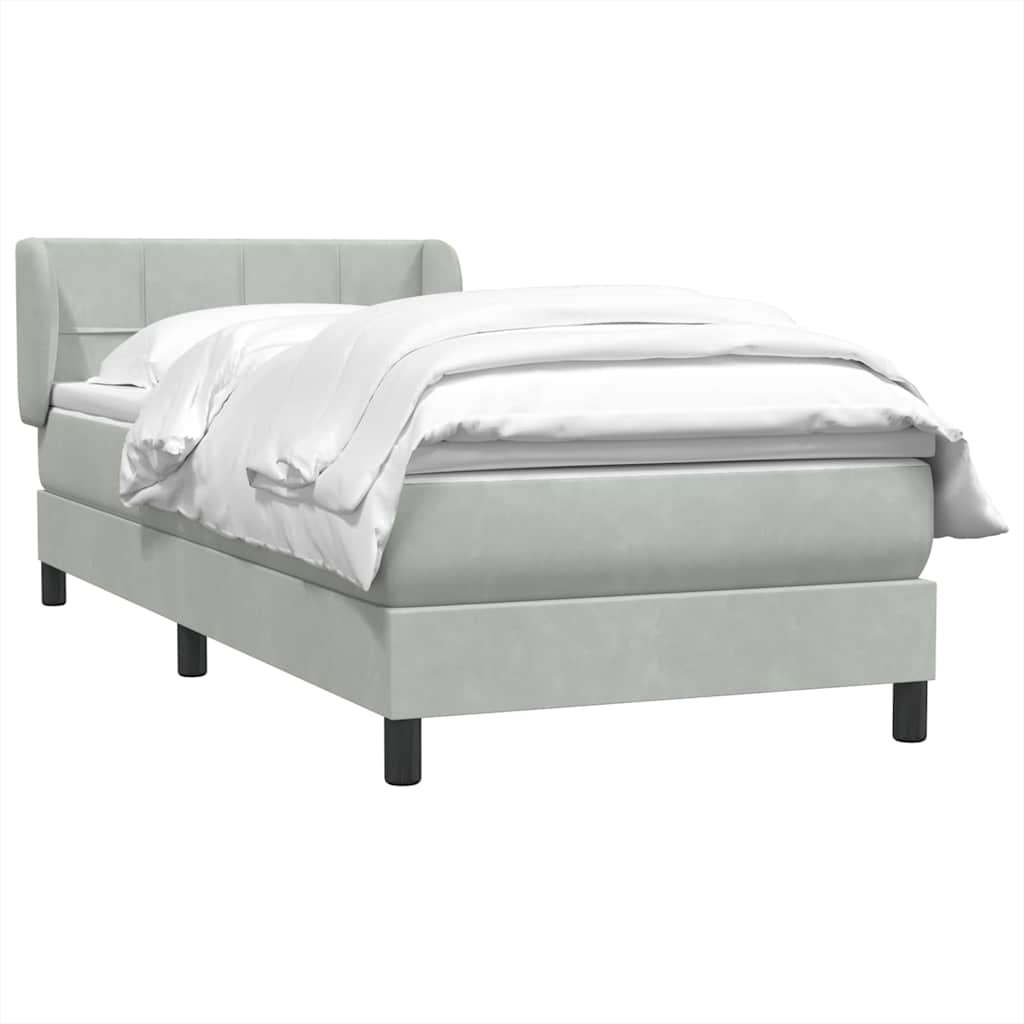 vidaXL Κρεβάτι Boxspring με Στρώμα Ανοιχτό Γκρι 80x210 εκ. Βελούδινο