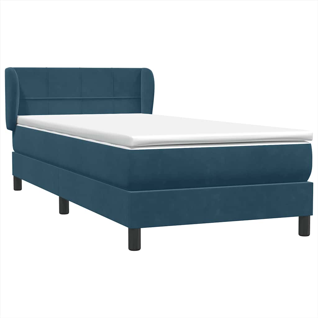 vidaXL Box Spring κρεβάτι με στρώμα σκούρο μπλε 80x210 εκ. Βελούδινο