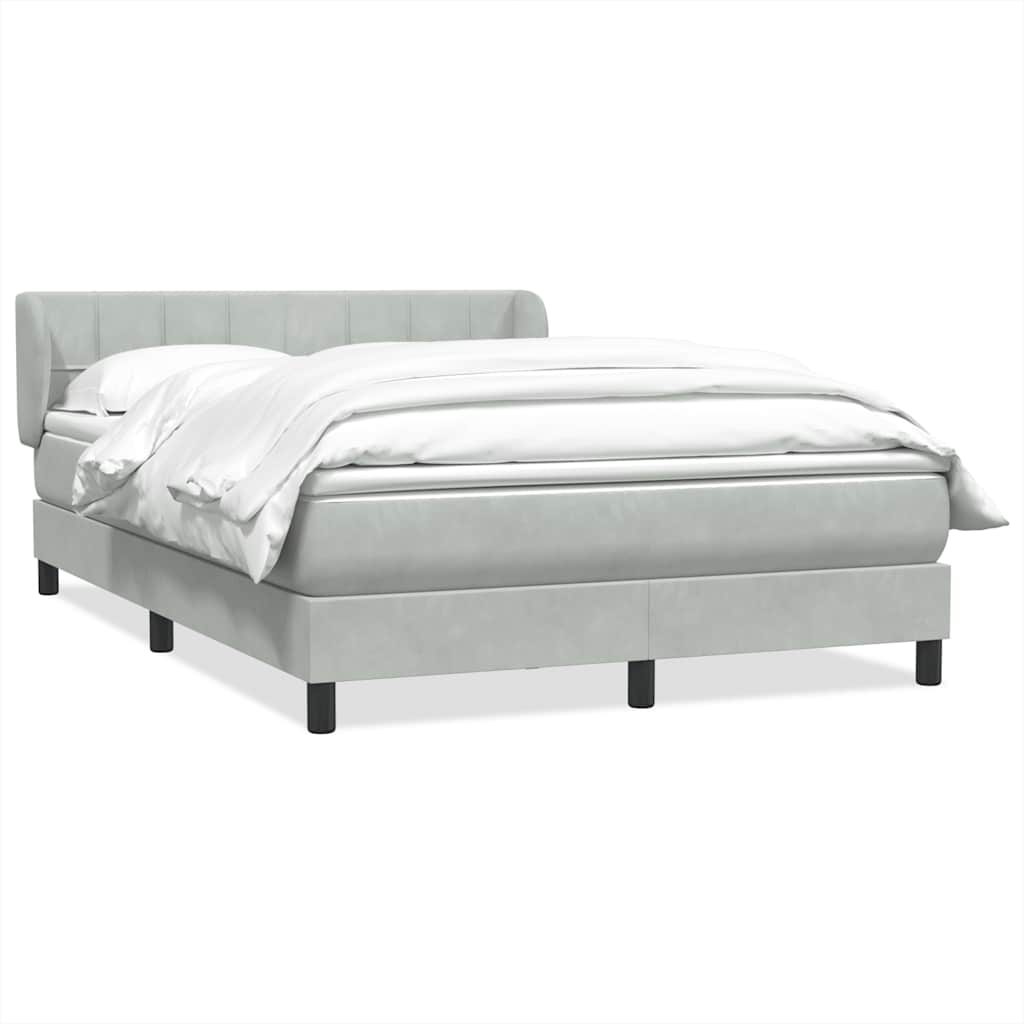 vidaXL Κρεβάτι Boxspring με Στρώμα Ανοιχτό Γκρι 160x210 εκ. Βελούδινο