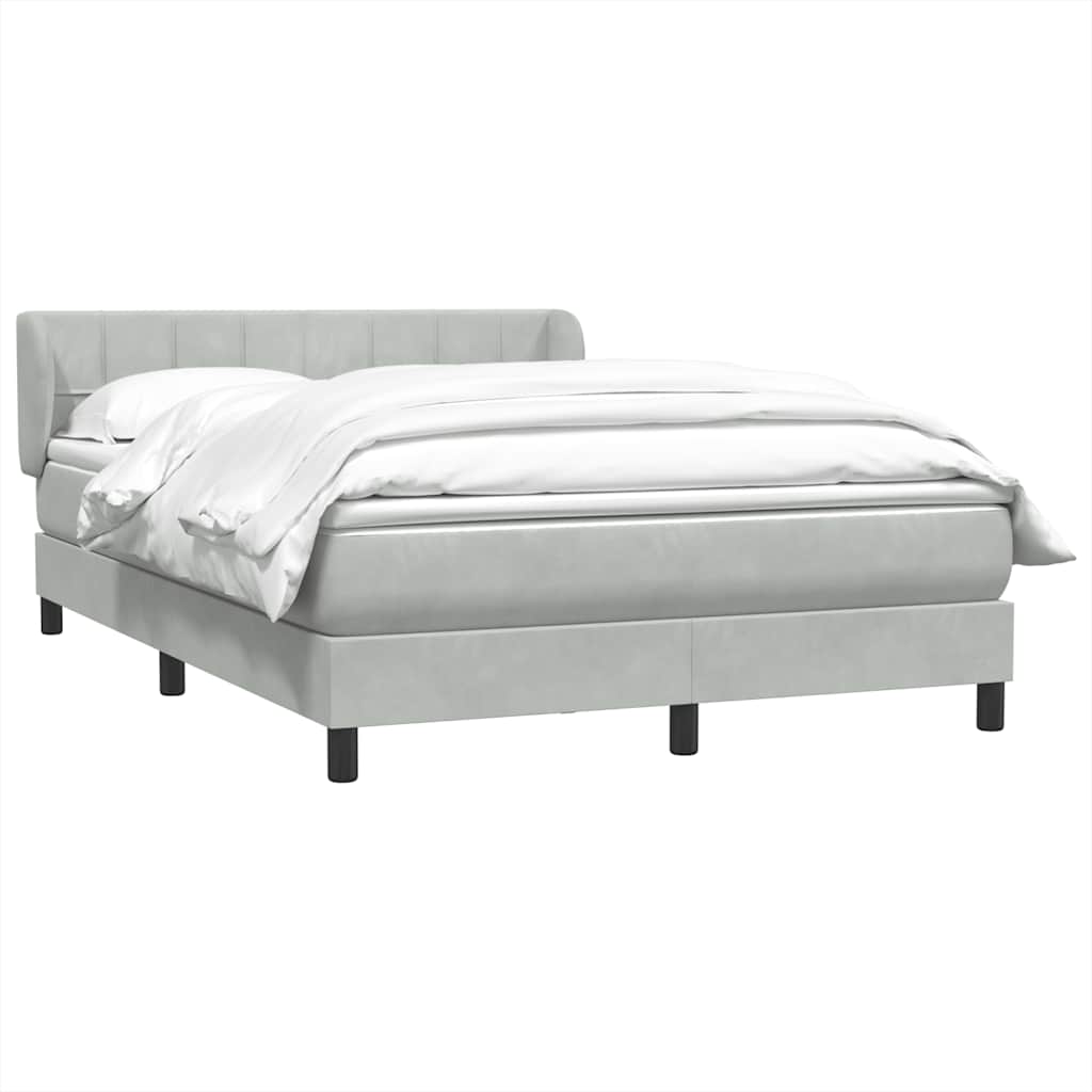vidaXL Κρεβάτι Boxspring με Στρώμα Ανοιχτό Γκρι 160x210 εκ. Βελούδινο