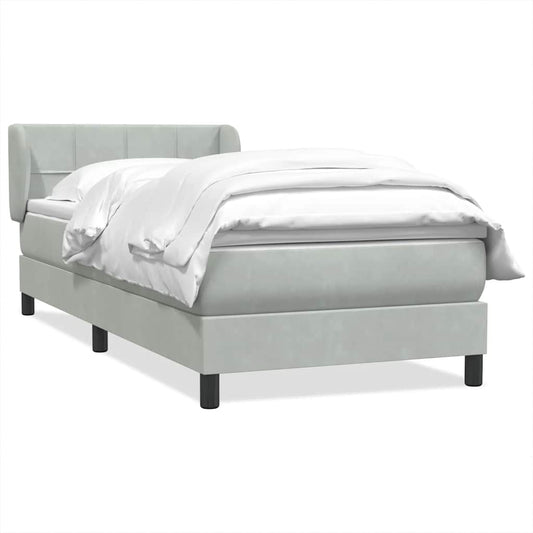 vidaXL Box Spring κρεβάτι με στρώμα ανοιχτό γκρι 80x220 cm Βελούδινο