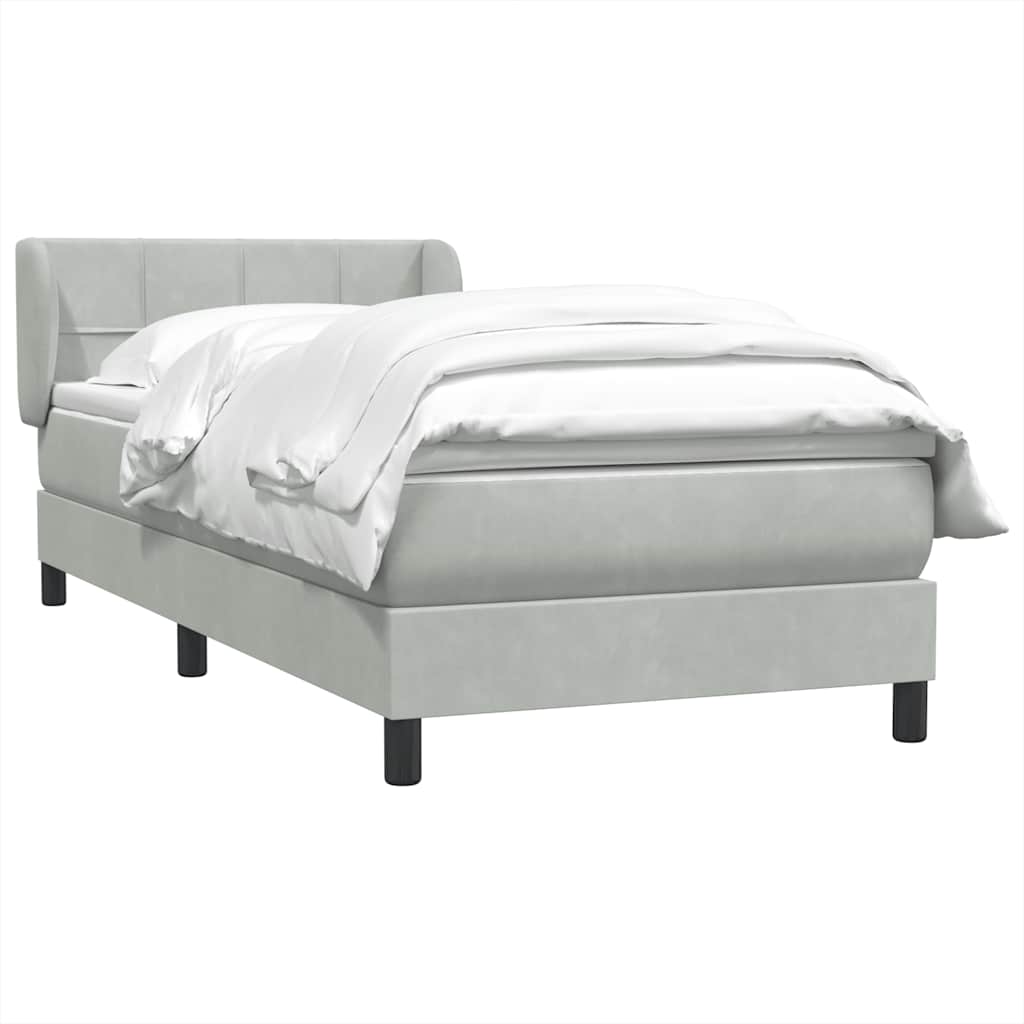 vidaXL Box Spring κρεβάτι με στρώμα ανοιχτό γκρι 80x220 cm Βελούδινο